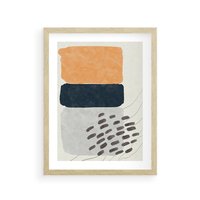 Plakat w ramie 30x40 - Impulsy Podróżnych Marzeń - geometryczne elementy, stonowane kolory - rama drewno