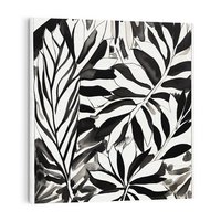 Obraz na płótnie 30x30 - Czarne Liście - akwarelowy obraz, czarno biały