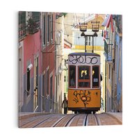 Obraz na płótnie 40x40 - Lizbońskie tramwaje - podróż w czasie - Lizbona, tramwaj