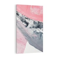 Obraz na płótnie 50x70 - Kontrastujący Ruch Emocji - abstrakcyjne pasy farby, kolory róż szary czarny