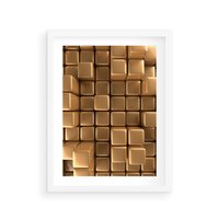 Plakat w ramie 50x70 - Błyszcząca Elegancja - złoto, 3d - rama biała