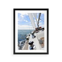 Plakat w ramie 50x70 - Moc żaglowca na pełnym morzu - żaglowiec, jacht - rama czarna