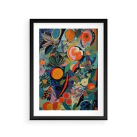 Plakat w ramie 50x70 - Echa Nietuzinkowych Wzorców - abstrakcyjny obraz olejny, jak picasso - rama czarna