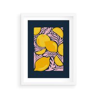 Plakat w ramie 30x40 - Kreatywne Rytmy - granatowe tło, nowoczesna kompozycja - rama biała