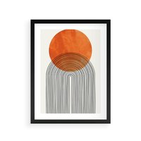 Plakat w ramie 30x40 - Abstrakcyjne Pulsacje - koło, boho styl - rama czarna