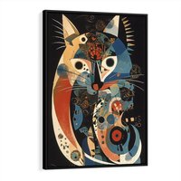 Obraz w ramie 70x100 - Księga Surrealnych Wymiarów - abstrakcyjny obraz olejny, kot - rama czarna