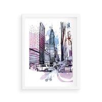 Plakat w ramie 30x40 - Miasto ożywione pulsującym życiem - szkocja, miasto - rama biała