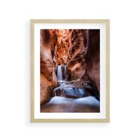 Plakat w ramie 40x50 - Tajemniczy świat jaskini i wodospadu - jaskinia, wodospad - rama drewno
