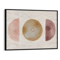 Obraz w ramie 100x70 - Zapisane w promieniach słońca - beżowe strukturalne tło, koła - rama czarna