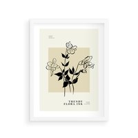 Plakat w ramie 50x70 - Malowane szkicowe tęsknoty - kwiaty, typografia - rama biała