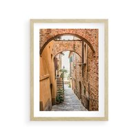 Plakat w ramie 50x70 - Magiczna podróż w głąb miasta - uliczka, perspektywa - rama drewno