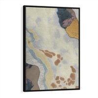 Obraz w ramie 70x100 - Melancholijne oddechy pędzla - abstrakcyjne formy, zgaszone kolory - rama czarna