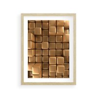 Plakat w ramie 50x70 - Błyszcząca Elegancja - złoto, 3d - rama drewno