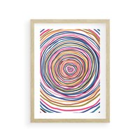 Plakat w ramie 50x70 - Cyrkulująca Harmonia - kolorowe etniczne wzory, tęczowe żywe kolory - rama drewno