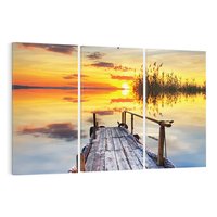 Obraz na płótnie 120x80 - Zachód słońca na pomostach - zachód, słońca