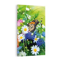 Obraz na płótnie 70x100 - Kwiatowy Taniec - motyl, kwiaty