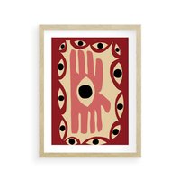 Plakat w ramie 50x70 - Migotliwe Kształty - abstrakcyjny obraz, boho styl - rama drewno