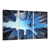 Obraz na płótnie 120x80 - Miasto o niezwykłym widoku - latające samoloty - miasto, samolot