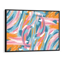 Obraz w ramie 70x50 - Refleksje w krainie abstrakcji - abstrakcja, energiczne pociągnięcia pędzla - rama czarna