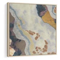 Obraz w ramie 80x80 - Melancholijne oddechy pędzla - abstrakcyjne formy, zgaszone kolory - rama drewno