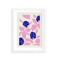 Plakat w ramie 40x50 - Impresje deszczu - nowoczesna kompozycja, kwiaty - rama biała