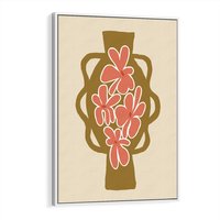 Obraz w ramie 70x100 - Rozbijające Formy - abstrakcyjny plakat, kwiaty na wazonie - rama biała