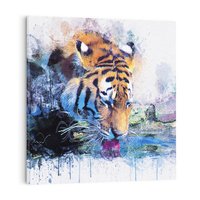 Obraz na płótnie 40x40 - Tygrys w abstrakcyjnym tańcu - tygrys, sztuka