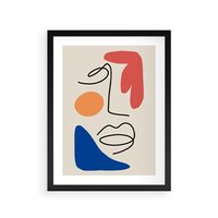 Plakat w ramie 50x70 - Rozbijające Granice Kształtów - abstrakcyjny obraz, przypomina twarz - rama czarna