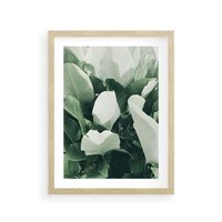 Plakat w ramie 30x40 - Zgaszona Uroda Natury - zielone liście, zgaszona zieleń - rama drewno