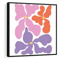 Obraz w ramie 50x50 - Bezgraniczne Wibracje - abstrakcyjne kolorowe kwiaty, minimlizm - rama czarna