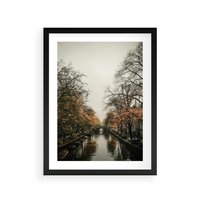 Plakat w ramie 40x50 - Jesienne Spacerki po Holenderskich Kanałach - kanały, Holandia - rama czarna