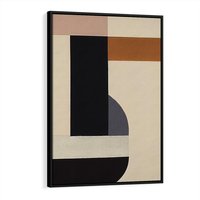 Obraz w ramie 50x70 - Nowoczesne Brązy - geometryszne pasy, nowoczesny styl - rama czarna