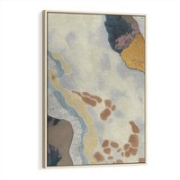 Obraz w ramie 80x120 - Melancholijne oddechy pędzla - abstrakcyjne formy, zgaszone kolory - rama drewno