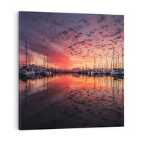 Obraz na płótnie 80x80 - Morze, fale i skały - zachód słońca,