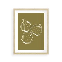 Plakat w ramie 40x50 - Podróżne Barwy - figi, minimalistyczny styl - rama drewno