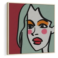 Obraz w ramie 50x50 - Ekspresja Linii - nowoczesny plakat, mocna linie - rama drewno