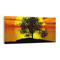 Obraz na płótnie 120x60 - Drzewo - Zachód słońca - drzewo, zachód słońca