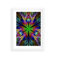 Plakat w ramie 50x70 - Witrażowa magia na płótnie - witraż, sztuka - rama biała