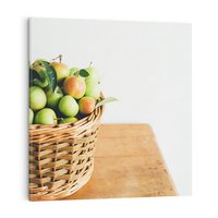 Obraz na płótnie 30x30 - Koszyk Jabłek - Świeżo Zbierane - koszyk, jabłka