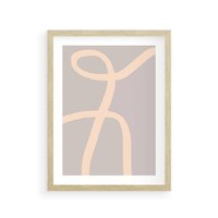 Plakat w ramie 50x70 - Beżowe Boho Zaplątanie - minimalistyczny obraz, nowoczesny - rama drewno