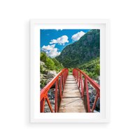 Plakat w ramie 40x50 - Most do przygody - góry, most - rama biała