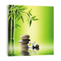 Obraz na płótnie 30x30 - Relaksacyjne SPA: Kamienie i bambus - SPA, kamienie