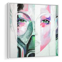 Obraz w ramie 80x80 - Niezakończona Piękność - abstrakcyjny obraz olejny, portret kobiety - rama biała