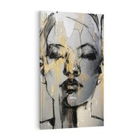 Obraz na płótnie 80x120 - Kobieta - Abstrakcyjne Malowidło - złote, usta abstrakcja