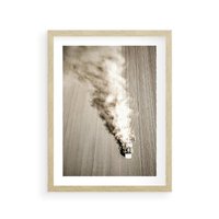 Plakat w ramie 50x70 - Żniwa na Wsi - pole, traktor na polu - rama drewno