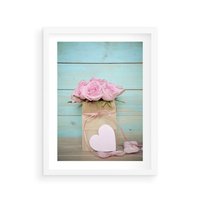 Plakat w ramie 30x40 - Uczucie W Pełnym Rozkwicie - kwiaty, romantyczne - rama biała