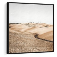 Obraz w ramie 50x50 - Refleksyjny taniec myśli - pustynny krajobraz, odcienie sepii - rama czarna