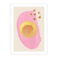 Plakat bez ramy 21x30 - Migotliwe Dziwne Ścieżki - abstrakcyjna różowa plama, akwarela