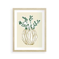 Plakat w ramie 30x40 - Przenikające Formy - abstrakcyjny plakat, kwiaty - rama drewno