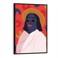 Obraz w ramie 50x70 - Kobieca Przenikliwość - nowoczesny plakat, styl retro - rama czarna